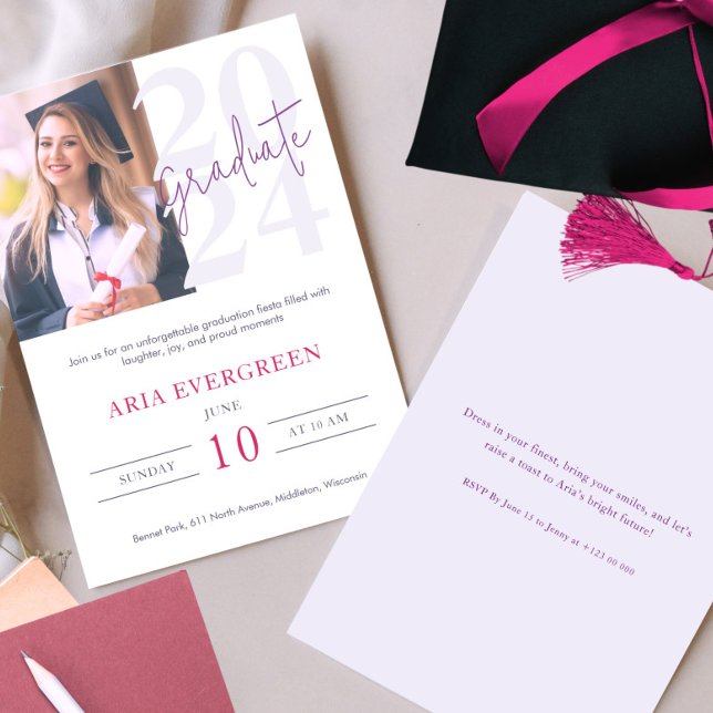 Simple Modern And Stylish Script Photo Graduation Invitation (Creator Uploaded)