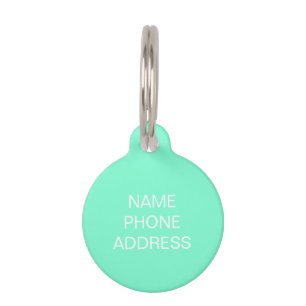 Simple modern aqua custom name & contact dog cat pet tag