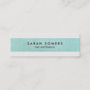 Simple Modern Aqua Linen Cosmetology Minimalist Mini Business Card