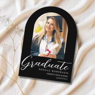 Simple Modern Arch Photo Graduation Acrylic Invitations