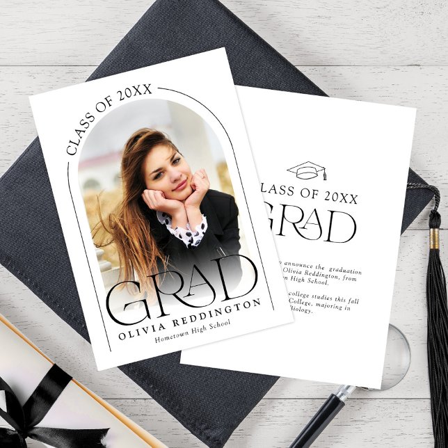 Simple Modern Arch Typography Photo Grad  Announcement (Creator Uploaded)