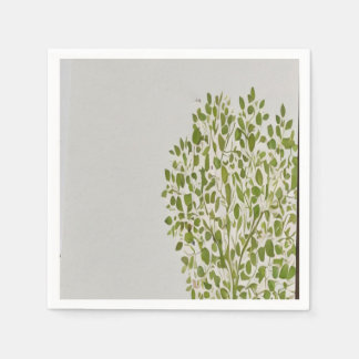 simple modern art in pastel emboss tree leaves napkin