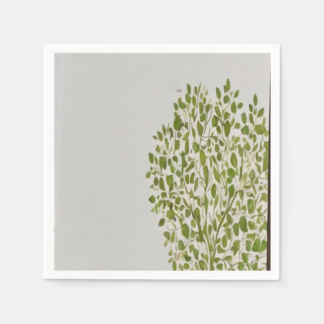 simple modern  art in pastel emboss tree leaves napkin (Front)
