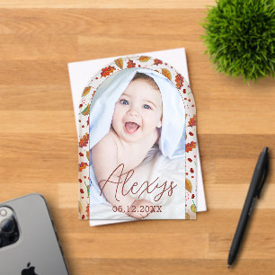 Simple Modern Autumn Add Photo Birth Announcement