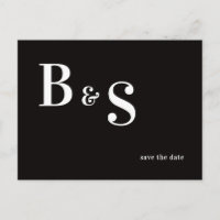 Simple Modern B/W Monogram QR Code Save The Date