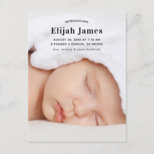 Simple & Modern Baby Announcement Postcard