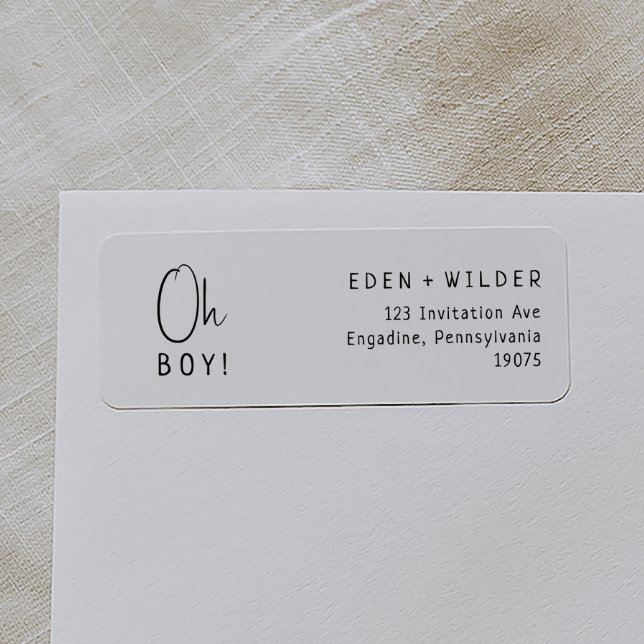 Simple Modern Baby Shower Oh Boy Return Address (Creator Uploaded)