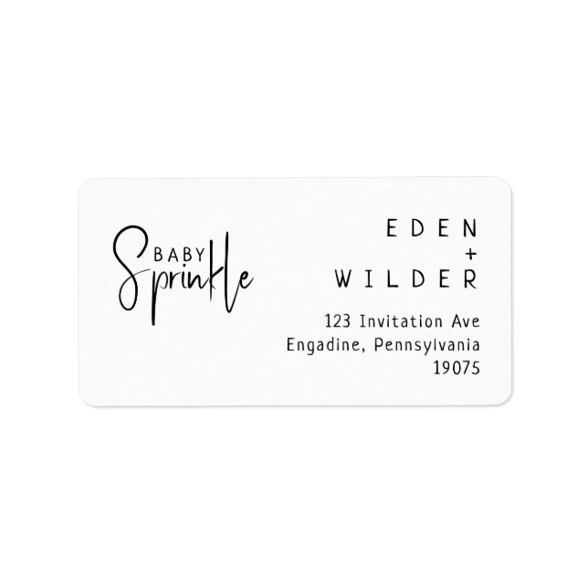 Simple Modern Baby Sprinkle RSVP Return Address Label (Front)