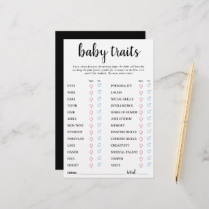 Simple Modern Baby Trait   Classic Keepsake Card