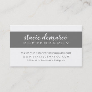 SIMPLE MODERN BAND plain clean medium grey white Business Card