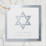 Simple modern Bar | Bat Mitzvah silver foil Favour Tags<br><div class="desc">Simple modern Bar Mitzvah | Bat Mitzvah favpr tags featuring Star of David design with silver foil on the front and Star of David pattern on the back. Personalize online with your son or daughter's details for their Bar | Bat Mitzvah!</div>