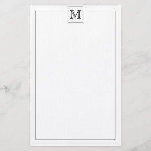 Simple Modern Basic Initial Monogram Square border Stationery