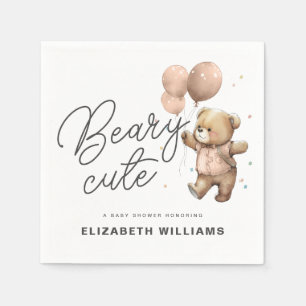 Simple Modern Beary Cute Baby Shower Party Napkin