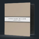 Simple Modern Beige | Name & Title Binder<br><div class="desc">Modern three ring binder features a simple professional design in a classic beige colour palette with grey black and white accents. Custom name presented on a white banner with a grey stripe with coordinating black text and accents. Shown with a custom name and title on the front in simple professional...</div>