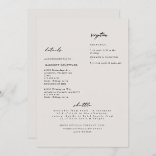 Simple Modern Beige Wedding Detail Invitation