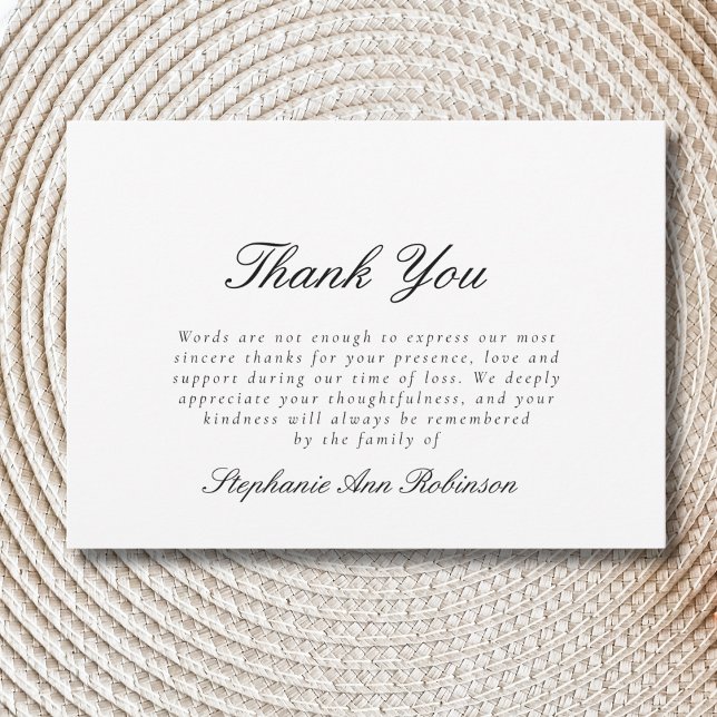 Simple Modern Bereavement Funeral  Thank You Card (Creator Uploaded)