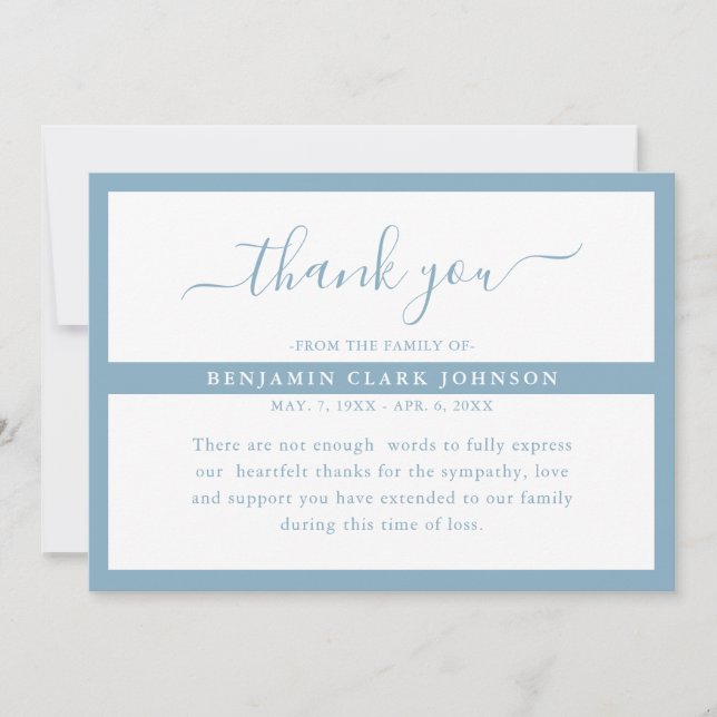 Simple Modern Bereavement Sympathy Funeral Thank You Card (Front)