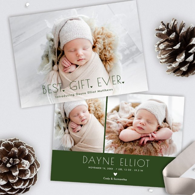 Simple Modern Best Gift Birth Announcement Olive (Creator Uploaded)