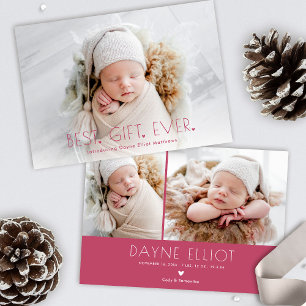 Simple Modern Best Gift Birth Announcement Pink