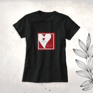 Simple Modern Birds in Love Red Heart T-Shirt