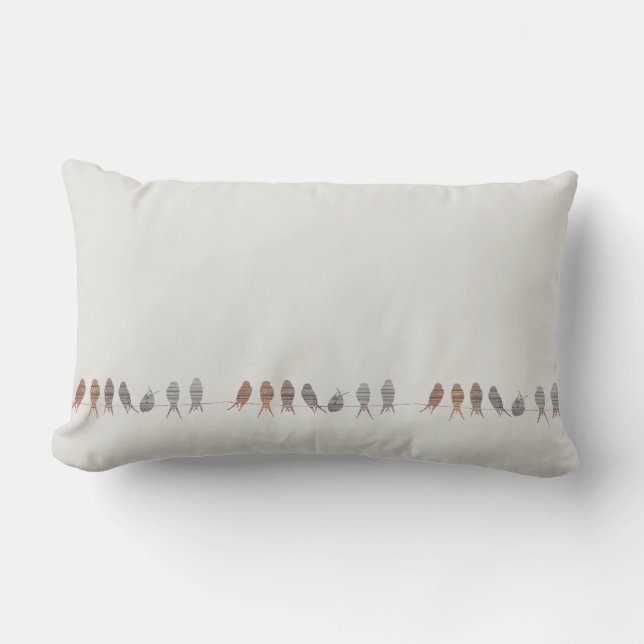 Simple Modern Birds On A Wire Lumbar Pillow (Front)