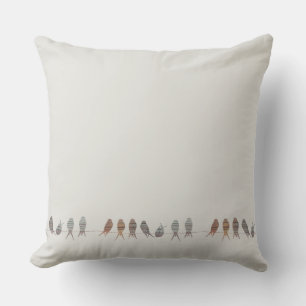 Simple Modern Birds On A Wire Throw Pillow
