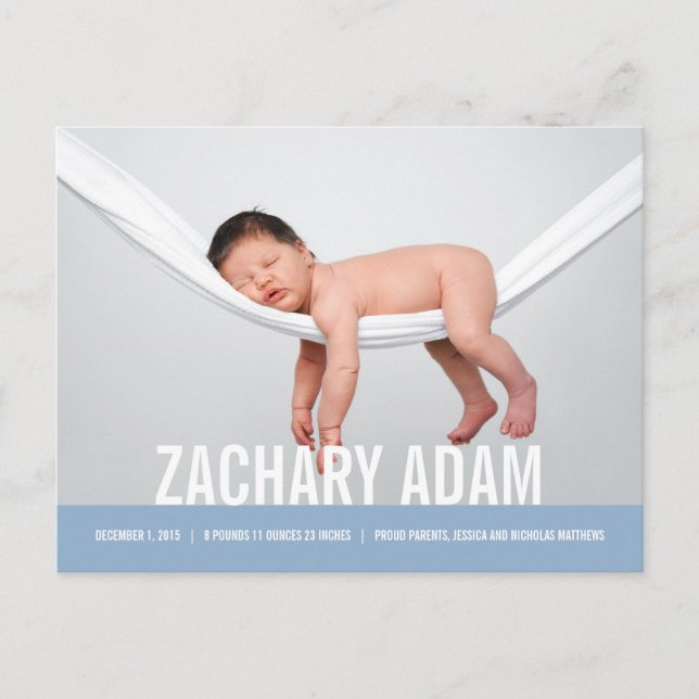 SIMPLE Modern Birth Announcement Postcard (Front)