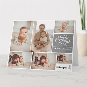 Simple Modern Birthday Dad photo family collage Card