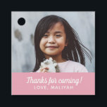 Simple Modern Birthday Photo Thank You Pink Favour Favour Tags<br><div class="desc">These simple birthday photo favour tags feature stylish text and a photo template - super easy to customize for your kiddo's party (or for any other use)! The back contains a modern splotches pattern in white over a matching background colour. Text and background colours can be customized to any colour...</div>