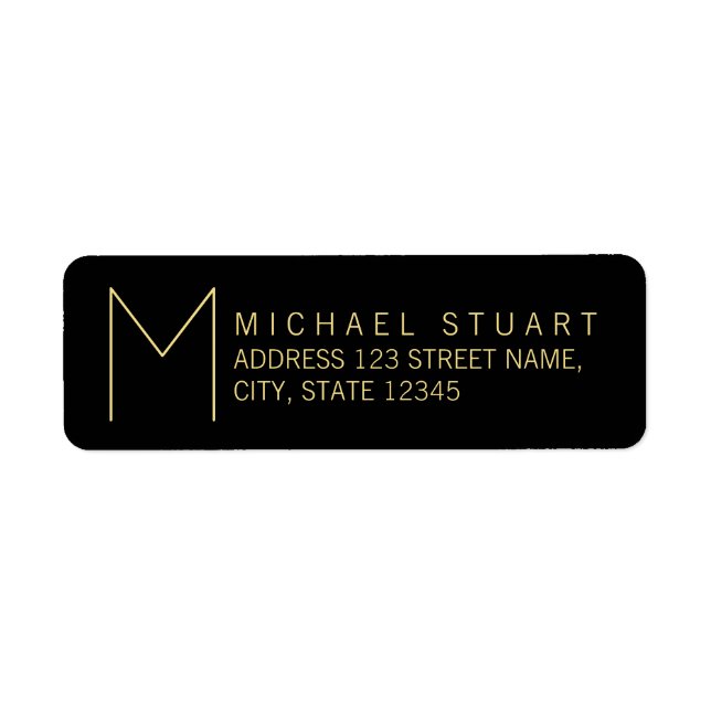 Simple Modern Black and Gold Monogram (Front)