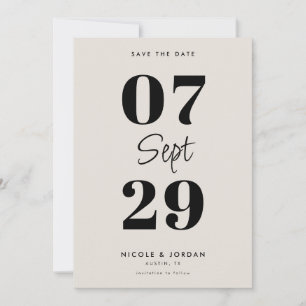 Simple Modern Black and Ivory Wedding Save The Date