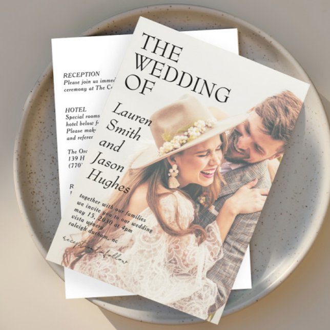 Simple Modern Black and White Boho Wedding Invitation (Creator Uploaded)