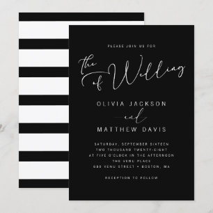 Simple Modern Black and White Calligraphy Wedding Invitation