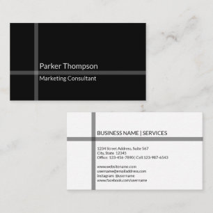 Simple Modern Black and White Crossing Stripes Business Card