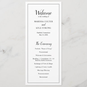 Simple Modern Black and White Elegant Wedding Program