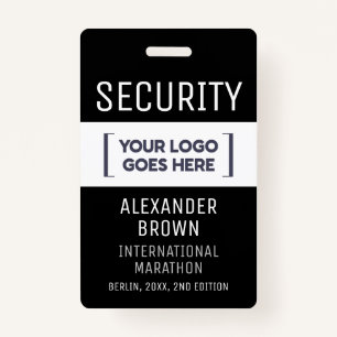 Simple Modern Black And White Event Logo Security  Badge