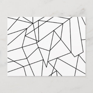 Simple Modern Black and White Geometric Pattern Postcard