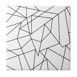 Simple Modern Black and White Geometric Pattern Tile