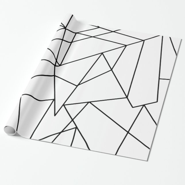 Simple Modern Black and White Geometric Pattern Wrapping Paper (Unrolled)