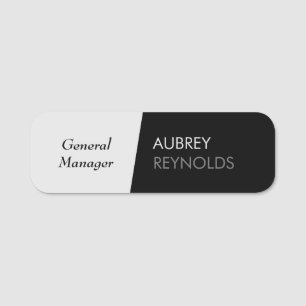 Simple Modern Black And White Professional Company Name Tag