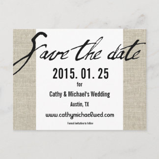 Simple Modern Black and White Save The Date Announcement Postcard