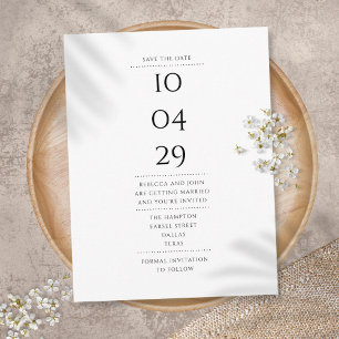 Simple Modern Black and White Save the Date Postcard