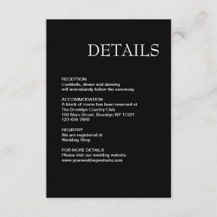 Simple Modern Black and White Wedding Enclosure Card