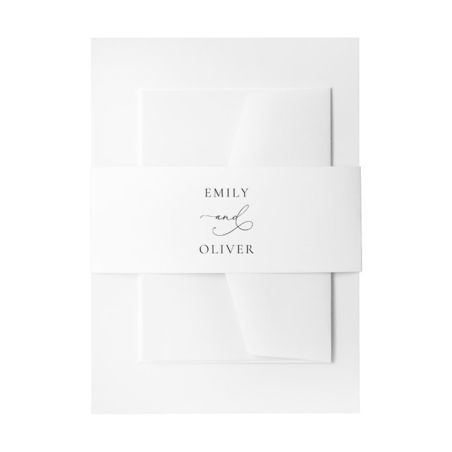 Simple Modern Black and White Wedding I  Invitation Belly Band (Front Example)