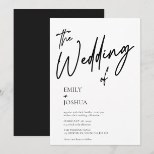 Simple Modern Black and White Wedding Invitation