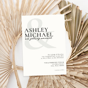 Simple Modern Black and White Wedding Invitation
