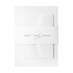 Simple Modern Black and White Wedding Invitation Belly Band