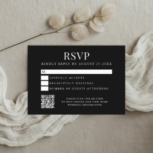 Simple Modern Black and White Wedding RSVP Card