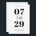 Simple Modern Black and White Wedding Save The Date<br><div class="desc">Modern wedding save the date cards featuring simple minimal chic design in black and white colour.</div>