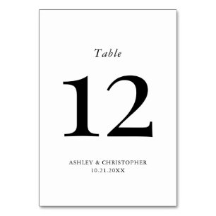 Simple Modern Black and White Wedding Table Number